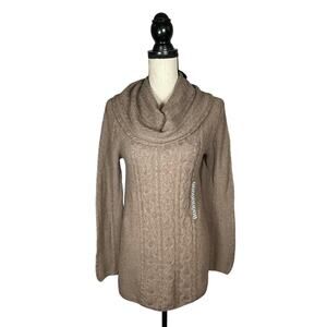 JEANNE PIERRE Brown Cowl Neck Sweater 100% Cotton
